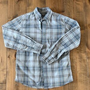 Eddie Bauer Blue and Gray Plaid Button-Down Shirt